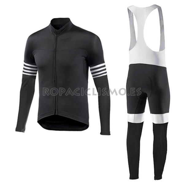 2017 Maillot Aero Noir Tirantes Mangas Largas Negro